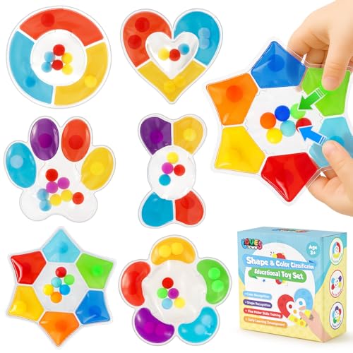 LovesTown 6 x Farbsortierspielzeug, passende Spiele für Kleinkinder, verschiedene Formen, sensorisches Fidget-Spielzeug für Kinder mit Autismus, Flugzeug, Reisen, Geburtstag, Weihnachten von LovesTown