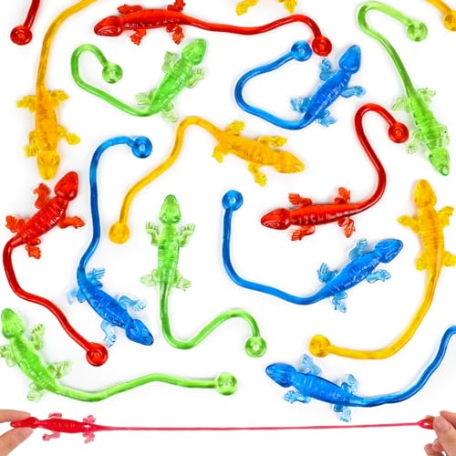 LovesTown Bunte Eidechsen, dehnbare, klebrige Eidechsen, Spielzeug, klebrige Finger, Spielzeug für Partygeschenke, Geschenktütenfüller, Ostereierfüller, 32 Stück von LovesTown