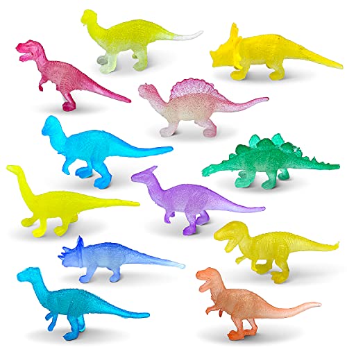 36 Stück Mini Dinosaurier Figuren, Leuchten im Dunkeln Dinosaurier Figuren, Dinosaurier Spielzeug, 12 Stile Kleine Dinosaurier Figuren, Dino Figuren Geeignet für Geburtstagsgeschenke für Kinder von Lovesmile