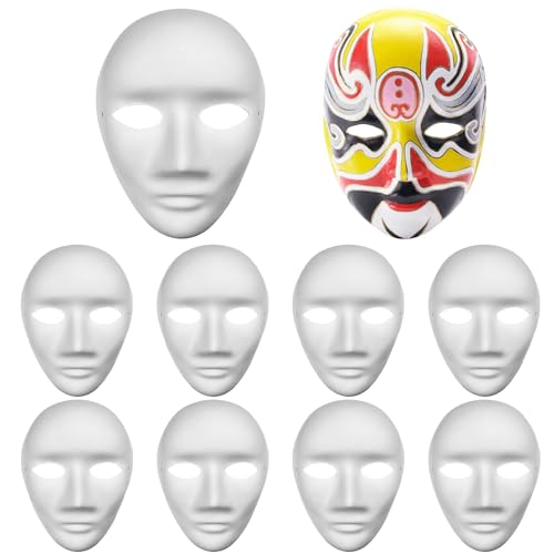 Lovesmile 10 Stücke Masken Basteln, 24x18cm Masken zum Bemalen Kinder, Masken Basteln Geeignet für DIY Kunsthandwerk Theateraufführungen Rollenspiele Kostümpartys Karneval Halloween von Lovesmile