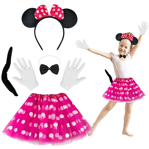 Lovesmile Minnie Mouse Kostüm Kinder, Maus Kostüm Kinder, Mini Maus Kostüm Mädchen, Minnie Maus Kostüm Mädchen, Minnie Mouse Kostüm Geeignet für Karneval Rollenspiele Mottopartys Schulaufführungen von Lovesmile
