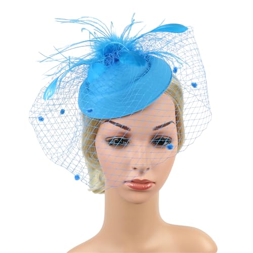 Roaring 20s Flapper Accessoire für Damen Great Gatsby 1920er Jahre Accessoires für Frauen Elegante Kopfbedeckung C08-Lake Blue von Lovfingu