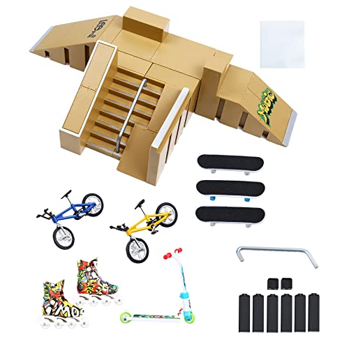 Skate Park Kit Rampenteile für Tech Deck Fingerboard 3 Mini Finger Skateboard 2 Fingerbike Griffbretter Ultimative Parks Roller Schlittschuhe von IOUGDSEC