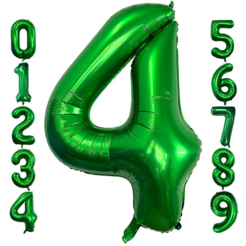 101,6 cm dunkelgrüner Ballon mit Zahl 4, große Größe, riesige Jumbo-Ziffer, Mylar-Folie, Helium-Ballons, dunkelgrüne Ballons für Geburtstagsparty, Feier, Dekorationen, Abschlussfeiern, Jahrestag von Lovoir