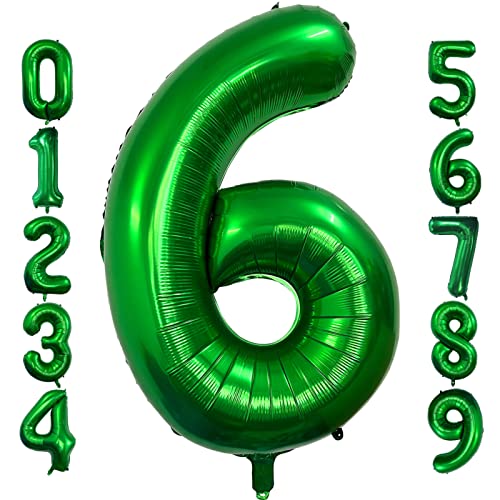 101,6 cm dunkelgrüner Ballon mit Zahl 6, große Größe, riesige Jumbo-Ziffern, Mylar-Folie, Helium-Ballons, dunkelgrüne Ballons für Geburtstagsparty, Feier, Dekorationen, Abschlussfeiern, Jahrestag von Lovoir