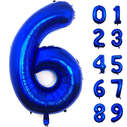 101,6 cm marineblauer Ballon mit Zahl 6, große Größe, Jumbo-Ziffern, Mylar-Folie, Helium-Ballons, dunkelblaue Ballons für Geburtstagsparty, Feier, Dekorationen, Abschlussfeiern, Jahrestag, Babyparty von Lovoir