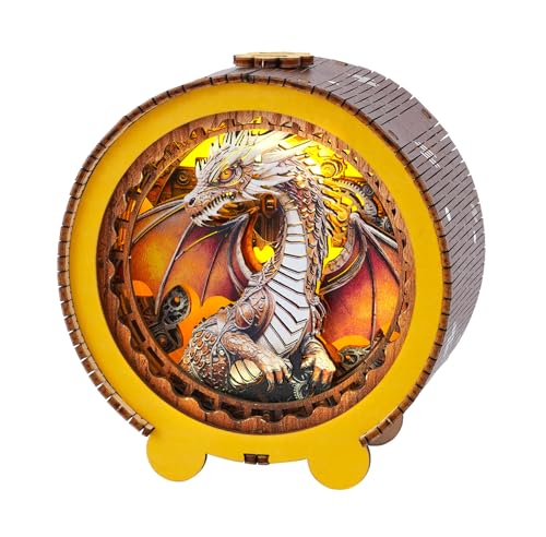 3D Puzzle Nachtlicht Erwachsene, (Getriebe Flying Dragon) 3D Holzpuzzle Erwachsene Nachtlicht Home Décor, 3D Holzpuzzle Night Light, 3D Puzzle Holz Nachttischlampe Geschenk für Freunde von Lovpippi