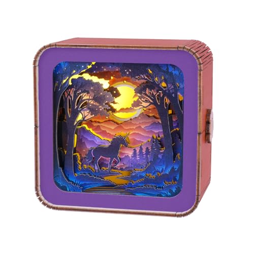 3D Puzzle Nachtlicht Erwachsene, (Waldfantasie - Einhorn) 3D Holzpuzzle Erwachsene Nachtlicht Home Décor, 3D Holzpuzzle Night Light, 3D Puzzle Holz Nachttischlampe Geschenk für Freunde von Lovpippi