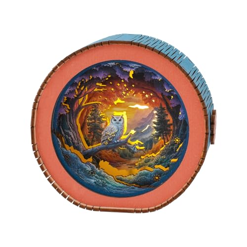 3D Puzzle Nachtlicht Erwachsene, (Waldfantasie - Eule) 3D Holzpuzzle Erwachsene Nachtlicht Home Décor, 3D Holzpuzzle Night Light, 3D Puzzle Holz Nachttischlampe Geschenk für Freunde von Lovpippi