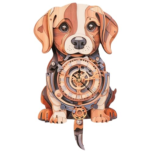 DIY Holzpuzzle Modellbausatz für Dekorationen, 3D Holzpuzzle Erwachsene, 3D Puzzle Beagle Clock Model Kits, Praktisches Geschenk für Familie und Freunde(20.7 cm * 35.6 cm* 6.6cm) von Lovpippi