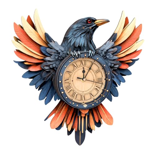 DIY Holzpuzzle Modellbausatz für Dekorationen, 3D Holzpuzzle Erwachsene, 3D Puzzle Raven Uhr Model Kits, Praktisches Geschenk für Familie und Freunde(355 * 59 * 360) von Lovpippi