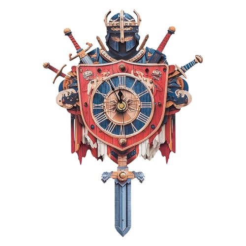 3D Puzzle - Ritter Uhr Bausatz mit Kinetischem Design, 3D Puzzle Erwachsene Wanduhr Geschenk für Familie und Freunde DIY (27x38cm) von Lovpippi