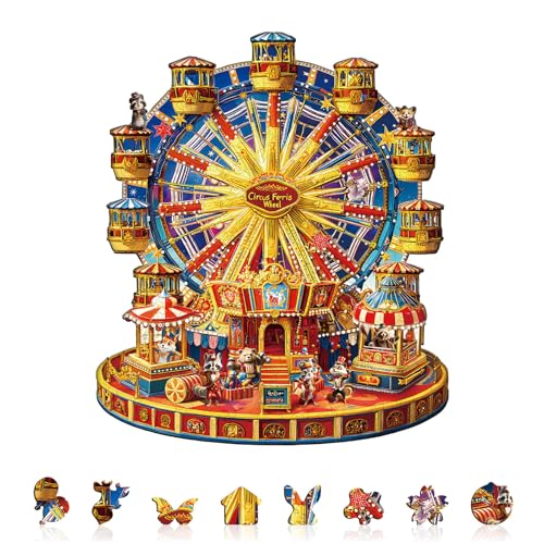 Holzpuzzle Erwachsene Circus Ferris Rad - 245 Teile Holzpuzzle Geschenkbox, Wanddekoration (Erwachsene/Kinder) von Lovpippi