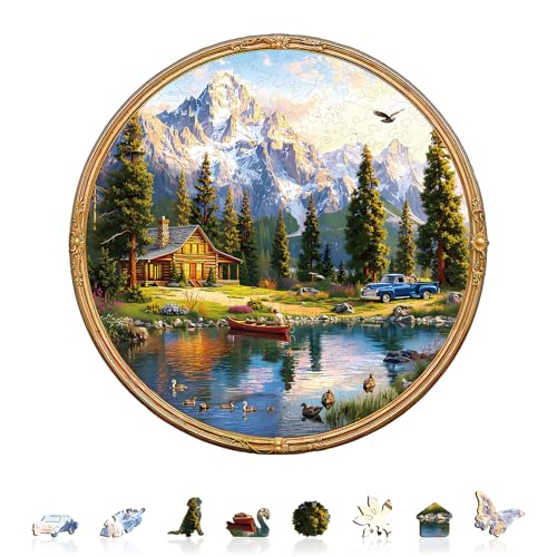 Holzpuzzle Erwachsene Freizeit am See - 100 Teile Roundpuzzle Geschenkbox, Wanddekoration (Erwachsene/Kinder) von Lovpippi