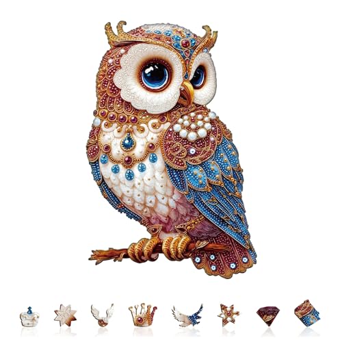 Holzpuzzle Erwachsene Königliche Eule - 65 Teile holzpuzzle Geschenkbox, Wanddekoration und Geschenk für Freunde und Familien von Lovpippi