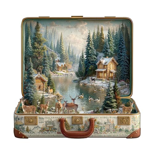 Holzpuzzle Erwachsene Kofferlandschaft-Nordischer Wald - 200 Teile holzpuzzle Geschenkbox, Wanddekoration (Erwachsene/Kinder) von Lovpippi