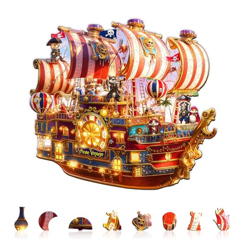 Holzpuzzle Erwachsene Piratenreise - 100 Teile Holzpuzzle Geschenkbox, Wanddekoration (Erwachsene/Kinder) von Lovpippi