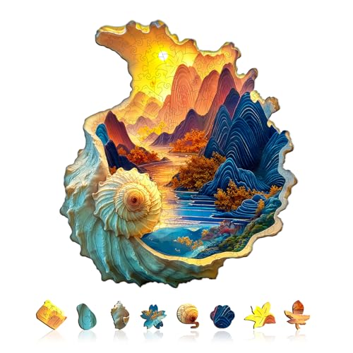 Holzpuzzle Erwachsene Schalenlandschaft - 220 Teile holzpuzzle Geschenkbox, Wanddekoration und Lernspielzeug für Freunde und Familien von Lovpippi