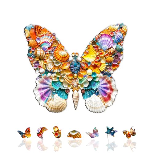 Holzpuzzle Erwachsene Shell Schmetterling - 100 Teile Holzpuzzle Geschenkbox, Wanddekoration (Erwachsene/Kinder) von Lovpippi