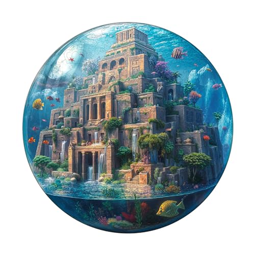 Holzpuzzle Erwachsene Unterwasser Himmel Garten - 100 Teile Rundpuzzle Geschenkbox, Wanddekoration (Erwachsene/Kinder) von Lovpippi