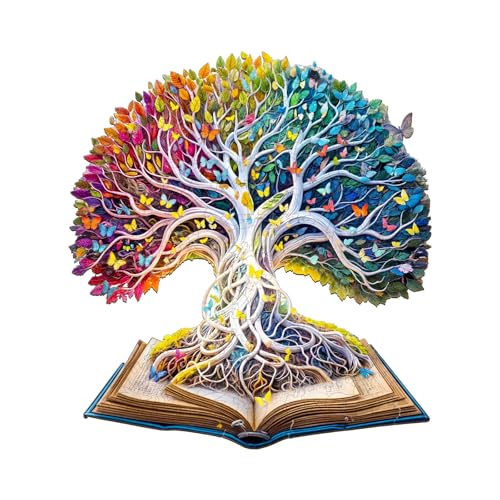 Holzpuzzle Erwachsene und Kinder, Colorful Tree of Life Unregelmäßig Einzigartige Wooden Puzzle, Holz Puzzle Erwachsene Mit Geschenkbox Aus Holz (M-200 Stück) von Lovpippi