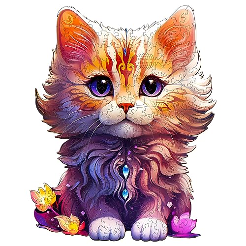 Holzpuzzle Erwachsene und Kinder, Cute cat Unregelmäßig Einzigartige Wooden Puzzle, Holz Puzzle Erwachsene Mit Geschenkbox Aus Holz (M-190 Stück) von Lovpippi