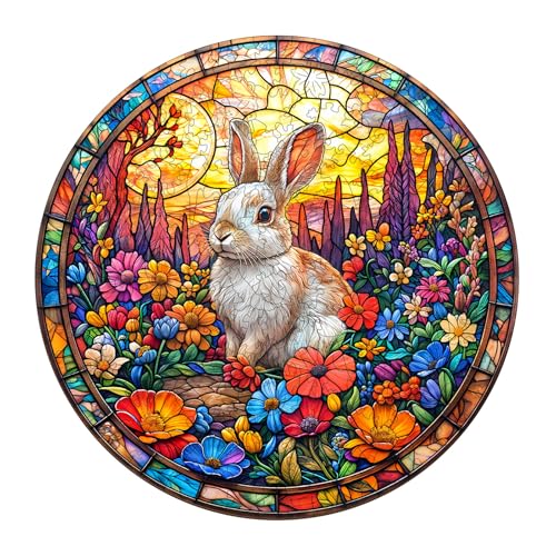Holzpuzzle Erwachsene und Kinder, Flower Field Rabbit Kreisförmige Einzigartige Puzzle, Holz Puzzle Erwachsene Mit Geschenkbox Aus Holz (M-200 Stück) Holzpuzzle Erwachsene und Kinder, Flower Field Rabbit Kreisförmige Einzigartige Puzzle, Holz Puzzle Erwachsene Mit Geschenkbox Aus Holz (M-200 Stück) von Lovpippi