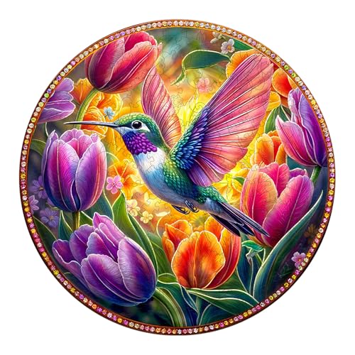 Holzpuzzle Erwachsene und Kinder, Puzzle 200 Teile, Kreisförmige Einzigartige Puzzle, Wooden Puzzle Tulips and Hummingbirds, Holz Puzzle Mit Geschenkbox Aus Holz Holzpuzzle Erwachsene und Kinder, Puzzle 200 Teile, Kreisförmige Einzigartige Puzzle, Wooden Puzzle Tulips and Hummingbirds, Holz Puzzle Mit Geschenkbox Aus Holz von Lovpippi