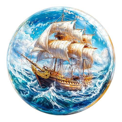 Holzpuzzle Erwachsene und Kinder, Ship of Hope Kreisförmige Einzigartige Wooden Puzzle, Holz Puzzle Erwachsene Mit Geschenkbox Aus Holz (M-200 Stück) von Lovpippi
