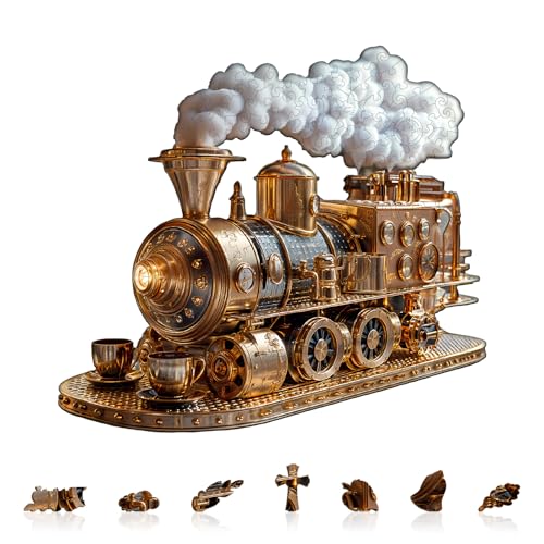 Holzpuzzle Erwachsene und Kinder, Train Coffee Machine Unregelmäßig Einzigartige Wooden Puzzle, Holz Puzzle Erwachsene Mit Geschenkbox Aus Holz (M-170 Stück) von Lovpippi