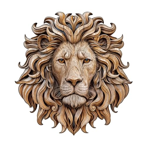 Holzpuzzle Erwachsene und Kinder, Woodcarved Lion Unregelmäßig Einzigartige Wooden Puzzle, Holz Puzzle Erwachsene Mit Geschenkbox Aus Holz (L-230 Stück) von Lovpippi