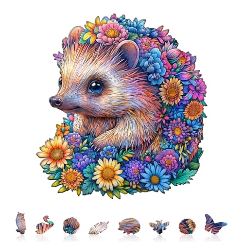 Holzpuzzle Erwachsene und Kinder,Flower Ball Hedgehog Unregelmäßig Einzigartige Wooden Puzzle, Holz Puzzle Erwachsene Mit Geschenkbox Aus Holz (L-240 Stück) von Lovpippi