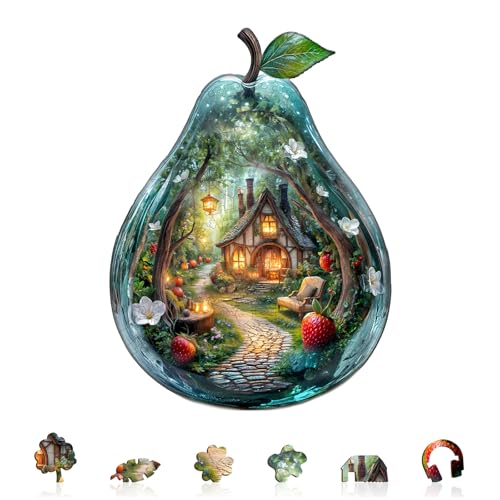 Holzpuzzle Erwachsene und Kinder,Pear Shaped Courtyard Unregelmäßig Einzigartige Wooden Puzzle, Holz Puzzle Erwachsene Mit Geschenkbox Aus Holz (L-297 Stück) von Lovpippi