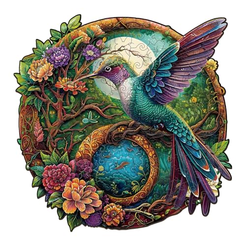 Holzpuzzle Erwachsene und Kinder,Yin Yang Hummingbird-2 Kreisförmige Einzigartige Wooden Puzzle, Holz Puzzle Erwachsene Mit Geschenkbox Aus Holz (L-300 Stück) von Lovpippi