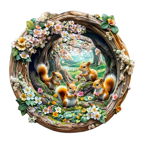 Holzpuzzles für Erwachsene, Holzpuzzle für Erwachsene, 3D-Vision-Effekt, 3D-Frühlings-Eichhörnchen, einzigartige geformte Holzpuzzles für Erwachsene, kreative Geburtstagsgeschenke für Freunde Holzpuzzles für Erwachsene, Holzpuzzle für Erwachsene, 3D-Vision-Effekt, 3D-Frühlings-Eichhörnchen, einzigartige geformte Holzpuzzles für Erwachsene, kreative Geburtstagsgeschenke für Freunde von Lovpippi