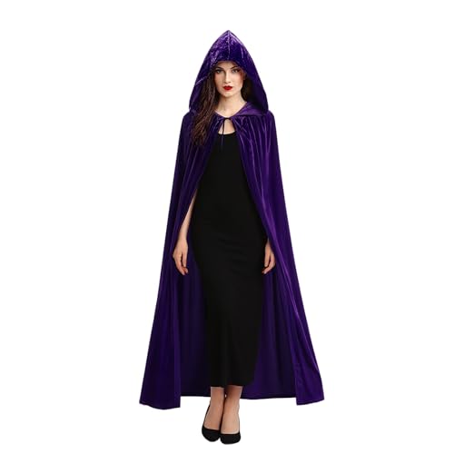 Vampirumhang, Samt, Hexenumhang mit Kapuze, Gothic-Umhang für Halloween-Partys, Cosplay und Vampir-Kostüme für Damen von Loyalboom