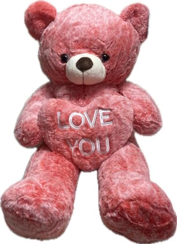 Teddybär mit Herz Liebe Romantischer Teddybär 60 cm Geburtstag Hochzeit Valentinstag Weihnachten (Braun) von Loyfer