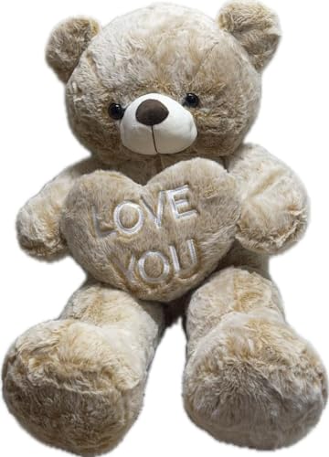 Loyfer Teddybär mit Herz Liebe Romantischer Teddybär 60 cm Geburtstag Hochzeit Valentinstag Weihnachten (Rosa) von Loyfer