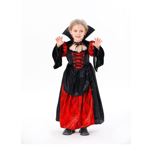 Lozzzyo Mädchen Vampir Kostüme, Halloween Vampirkostüme für Mädchen Königin Mittelalterlich Gothic Vintage Kostüme (9-10 Jahre) von Lozzzyo