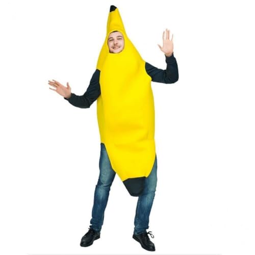Lpitoy Banana-Kostüm für Erwachsene, Obst-Rollenspiel-Outfit, realistisches Food-Cosplay-Faschingskostüm, ansprechende Halloween-Xmas-Party-Verkleidung von Lpitoy