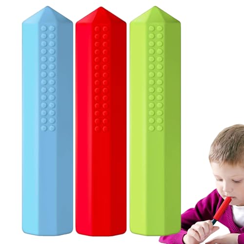 Lpoppcx 3 Stück Kaubare Bleistiftaufleger, Sensorisches Kauspielzeug, Silikon Kauens Stick Autismus Kauspielzeug Bleistift Topper Dicke Stifte, Beruhigende Stiftröhrchen Für Kinder Erwachsene von Lpoppcx