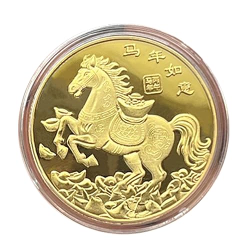 Lpoppcx Chinesische Gold Glücksmünze, Chinesisches Neujahr Gedenkmünze, Sammelmünze für Sammler Männer Frauen Familie Freunde von Lpoppcx