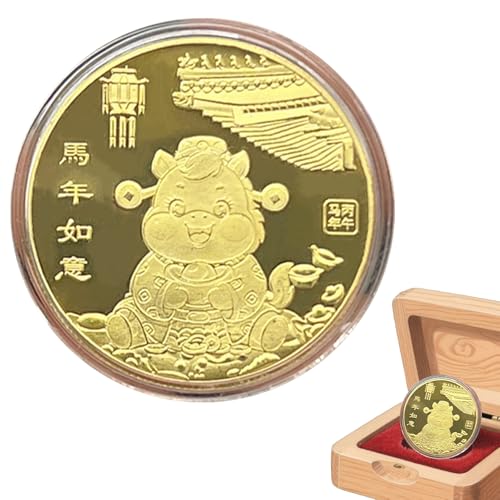 Lpoppcx Lunar New Year 2026 Münze,Glück Sammelmünze - 2026 Jahr des es Andenken Deko Für Chinesisches Neujahr Zuhause Schreibtisch Bücherregal Für Erwachsene Kinder Sammler von Lpoppcx