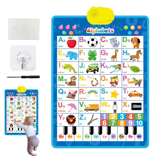 Pädagogische Wandtafel, sprechendes Alphabet-Poster, Lernspielzeug für Kinder, interaktives Lernerlebnis, Integration von Musikklängen, 41 x 55,5 cm, für interaktive Alphabet-Lerntafel Pädagogische Wandtafel, sprechendes Alphabet-Poster, Lernspielzeug für Kinder, interaktives Lernerlebnis, Integration von Musikklängen, 41 x 55,5 cm, für interaktive Alphabet-Lerntafel von Lpsdssre