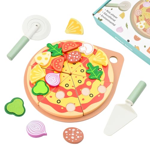 Holz Pizza Spielzeug für Kinder, kinderküche zubehör,DIY-spielküche, Spielnahrung, für 3+ Jungen oder Mädchen, Pädagogisches Rollenspiel Lernspielzeug Holz Pizza Spielzeug für Kinder, kinderküche zubehör,DIY-spielküche, Spielnahrung, für 3+ Jungen oder Mädchen, Pädagogisches Rollenspiel Lernspielzeug von Lre Co.