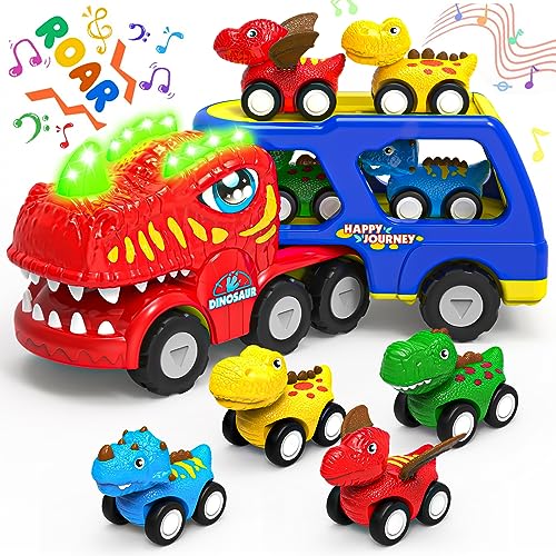 Lshfjnd Dinosauro Toddler Car Toys per 1 2 3 4 5 anni Boy Birthday Gifts 5-in-1 Dino Transport Carrie Trucks per Toddlers 1-3 Con suoni e luci Toddler Toys Age 2-4 Dinosaur Toys for Kids 3-5 von Lshfjnd