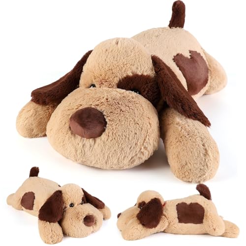 Lsoar Brauner Hund, beschwerte Stofftiere, 81,3 cm, 2,9 kg, Stofftiere, großer Stoffhund, Plüschkissen, niedliches Plüschspielzeug, Geschenke für Kinder und Erwachsene (81,3 cm, 2,9 kg) von Lsoar