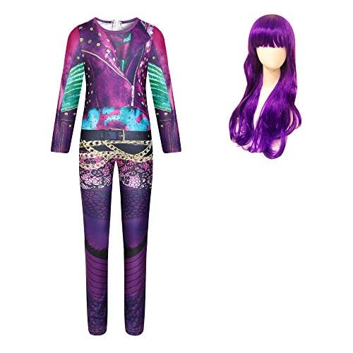 Lspoer Mädchen-Outfits, Party, Verkleidung, Rollenspiel, lila, Fantasie-Geschenk für Mädchen, mit violetter Perücke von Lspoer