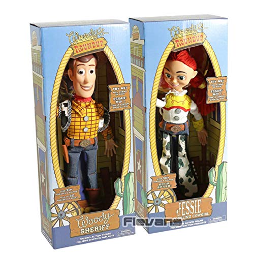 2 Stück 38 cm Spielzeug Story Talking Woody Jessie Buzz Lightyear Rex Bullseye Sammelfigur Spielzeugpuppe von Ltong