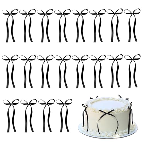 20 Stück Torten Deko Schwarz, Black Bow Cake Topper Hochzeit, Schleifenband Bögen Tortenaufleger, Kuchendekoration mit Schleife, Hochzeitstorte Deko Valentinstag Cake Decoration 20 Stück Torten Deko Schwarz, Black Bow Cake Topper Hochzeit, Schleifenband Bögen Tortenaufleger, Kuchendekoration mit Schleife, Hochzeitstorte Deko Valentinstag Cake Decoration von Ltsbaed
